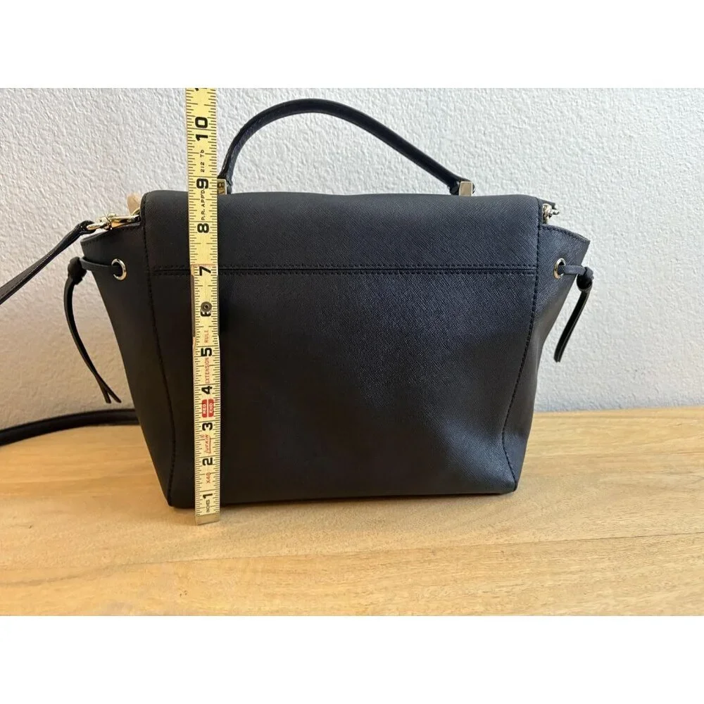 Kate Spade New York Satchel Bag Womens Black Leather Crossbody Purse Handbag